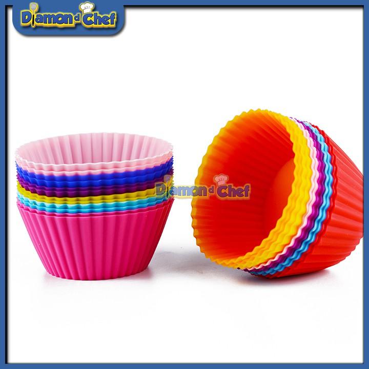 Khuôn silicon dùng làm bánh cupcake/muffin tròn bền đẹp 7cm