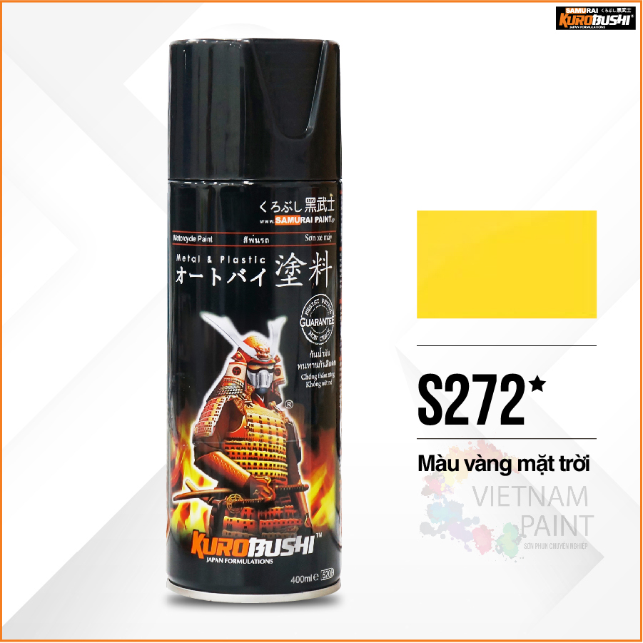 COMBO Sơn Samurai màu vàng mặt trời S272 gồm 4 chai đủ quy trình độ bền cao