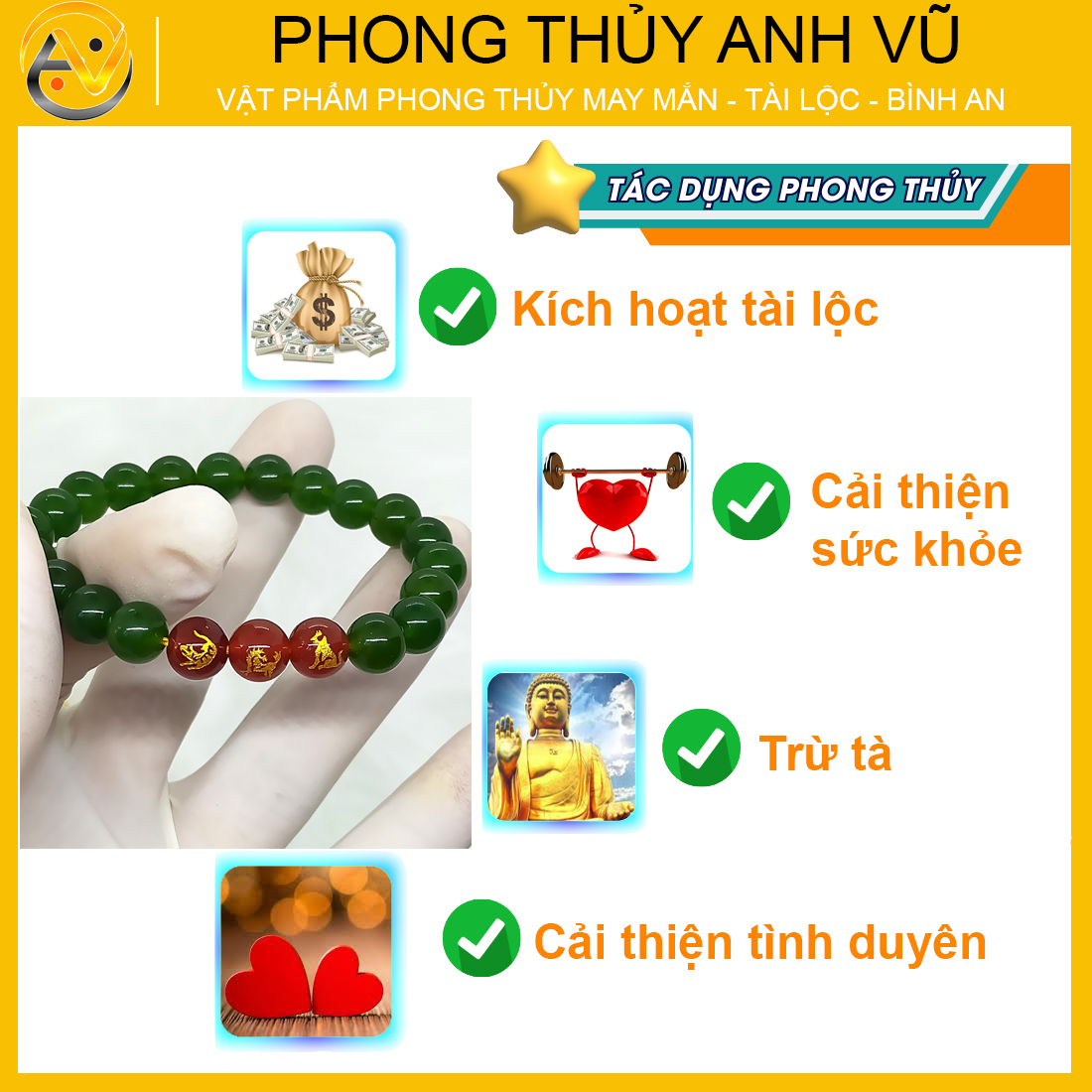 Vòng đá mã não tam hợp dần ngọ tuất - size 8 10ly cho nữ mệnh mộc, mệnh hỏa - có khai quang điểm nhãn may mắn tài lộc - bảo hành 12 tháng - PHONG THỦY ANH VŨ