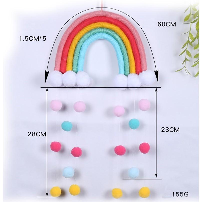 Cầu vồng treo tường, cầu vồng macrame, cầu vồng pompom