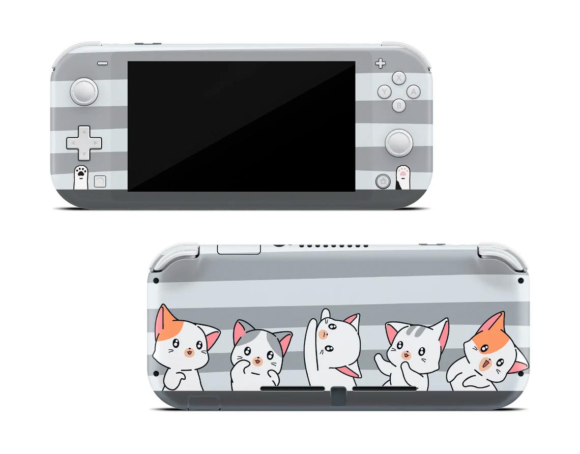 Skin decal dán Nintendo Switch Lite mẫu Cute Cat Friends (dễ dán, đã cắt sẵn)