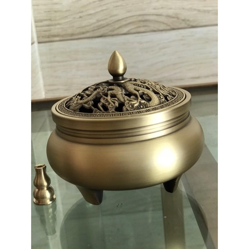 Bộ Lư xông trầm bằng đồng có chân