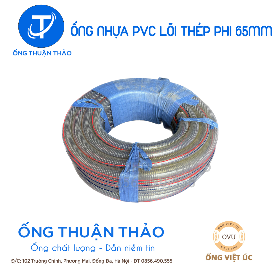 Ống Nhựa PVC Lõi Thép Phi 65mm CUỘN 30 MÉT- Hàng Nhập Khẩu