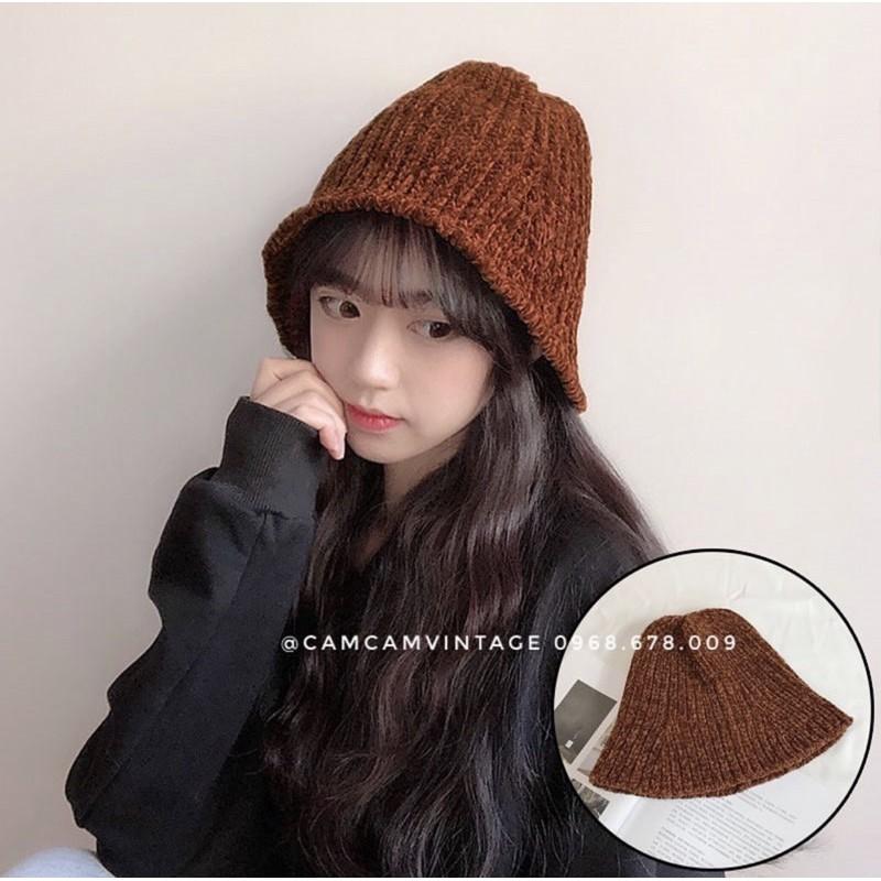 Mũ bucket nón ulzzang beanie chú lùn sụp tone màu vintage đáng yêu