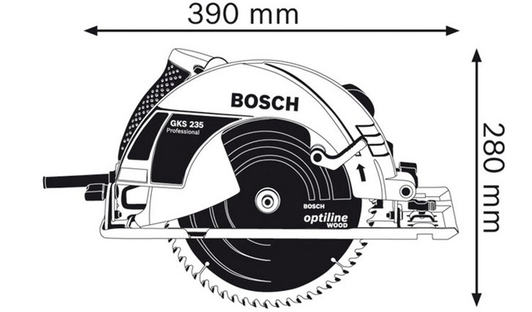 Máy cưa đĩa Bosch GKS 235 turbo - Tặng phụ kiện 1 lưỡi cắt & 1 ray