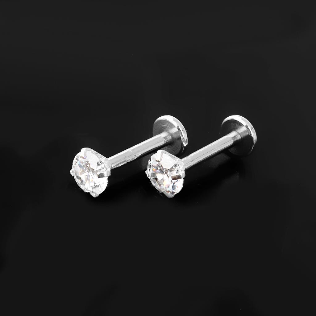 2Pcs Clear Crystal Nose Stud Nose Earrings Bar