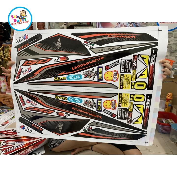 Tem rời winner tổ ong dán xe đen 4