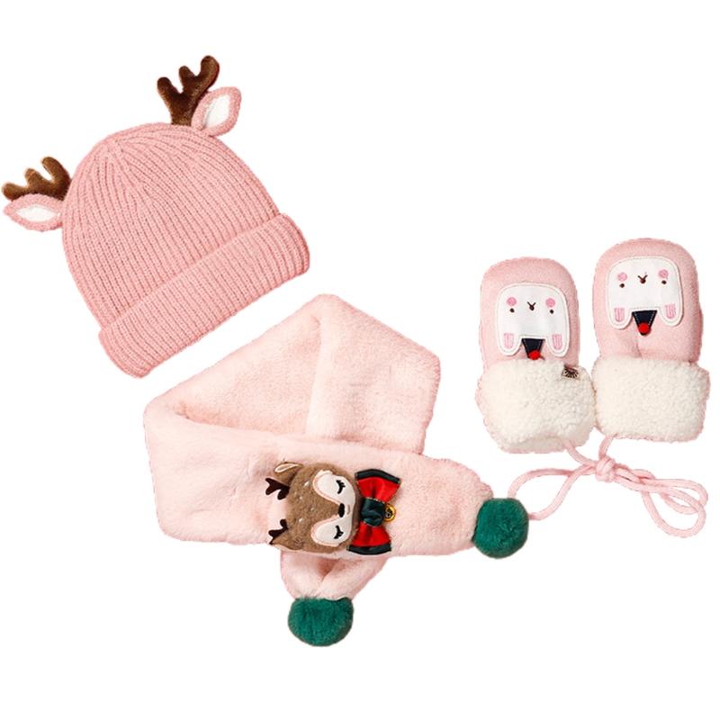 Mùa Đông Mũ Khăn Trẻ Em Găng Tay Hay Bé Găng Tay Cho Bé Với Sừng Hươu Cho Bé Trai Bé Gái Từ 1-3 Cho Bé khăn Phượt