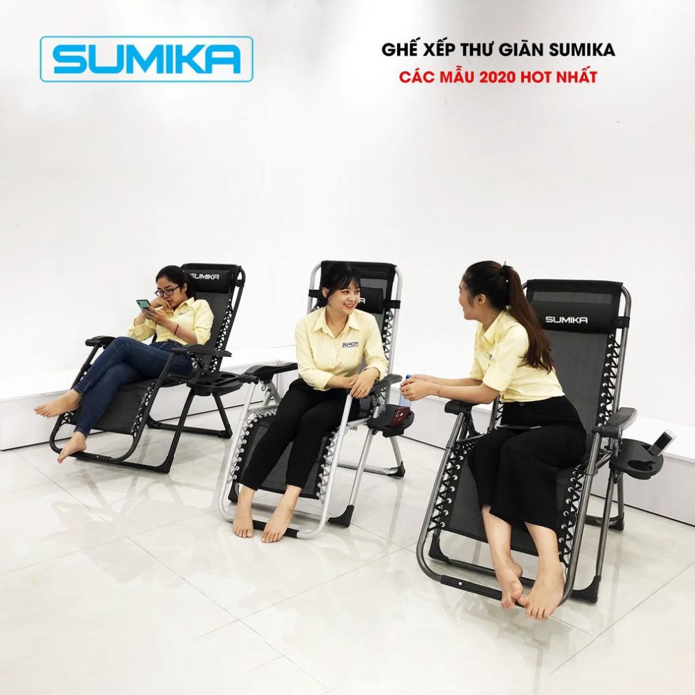 Ghế xếp ngủ thư giãn SUMIKA 179 các mẫu HOT 2020 - Tặng kèm khay đựng ly