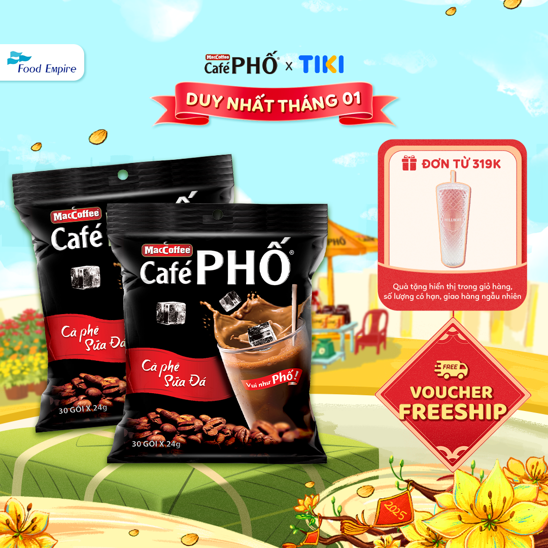 Combo 2 Túi Cà phê Phố Sữa Đá - Maccoffee (bịch 30 gói x 24g - date 11/2025)