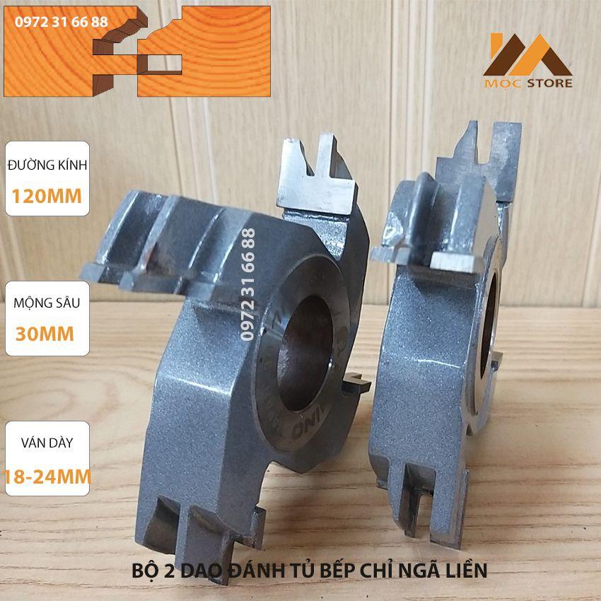 MŨI SOI GỖ ĐÁNH TỦ BẾP- BỘ 2 MŨI PHAY LIỀN ĐÁNH TỦ BẾP CHỈ NGÃ PHI 120MM - TRỤC 25.4MM -30MM