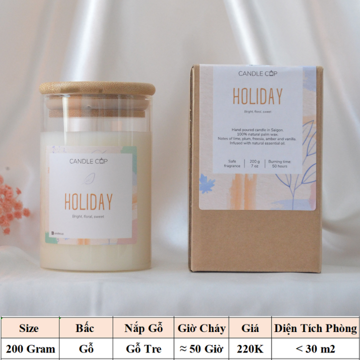 Nến Thơm thiên nhiên AGAYAA Candle Cup hương chanh, quả mận, hoa lan tiên,hổ phách,vani - MÙI HOLIDAY