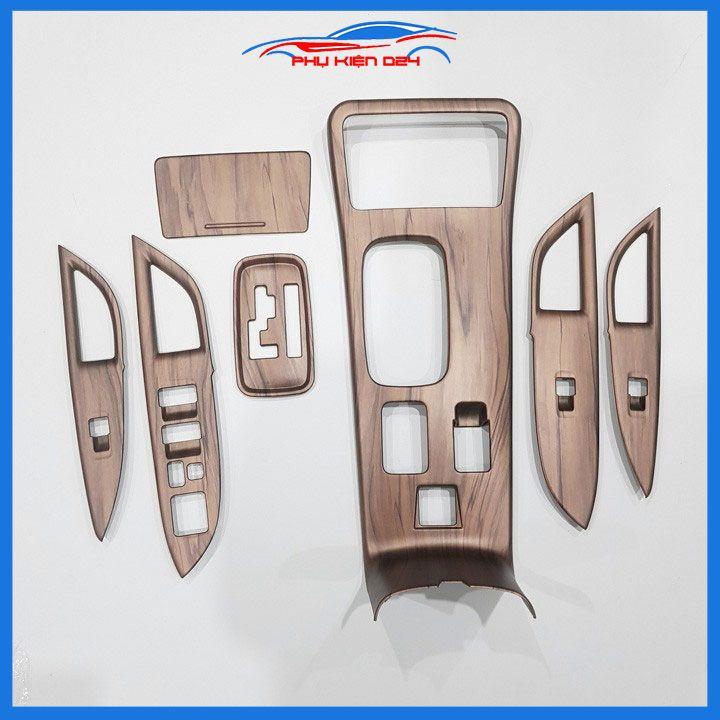 Ốp nội thất Outlander 2018-2019-2020-2021-2022 phanh tay điện tử vân gỗ chống xước làm đẹp xe