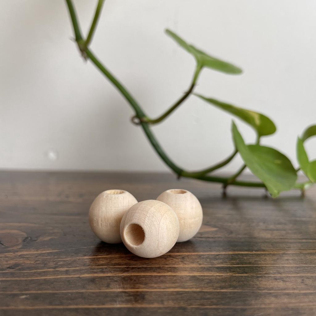 Hạt gỗ tròn mộc - Size 16mm đến 30mm - Gói 10 hạt