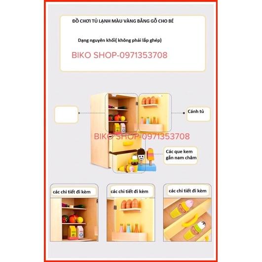 Đồ chơi Tủ lạnh bằng gỗ màu vàng