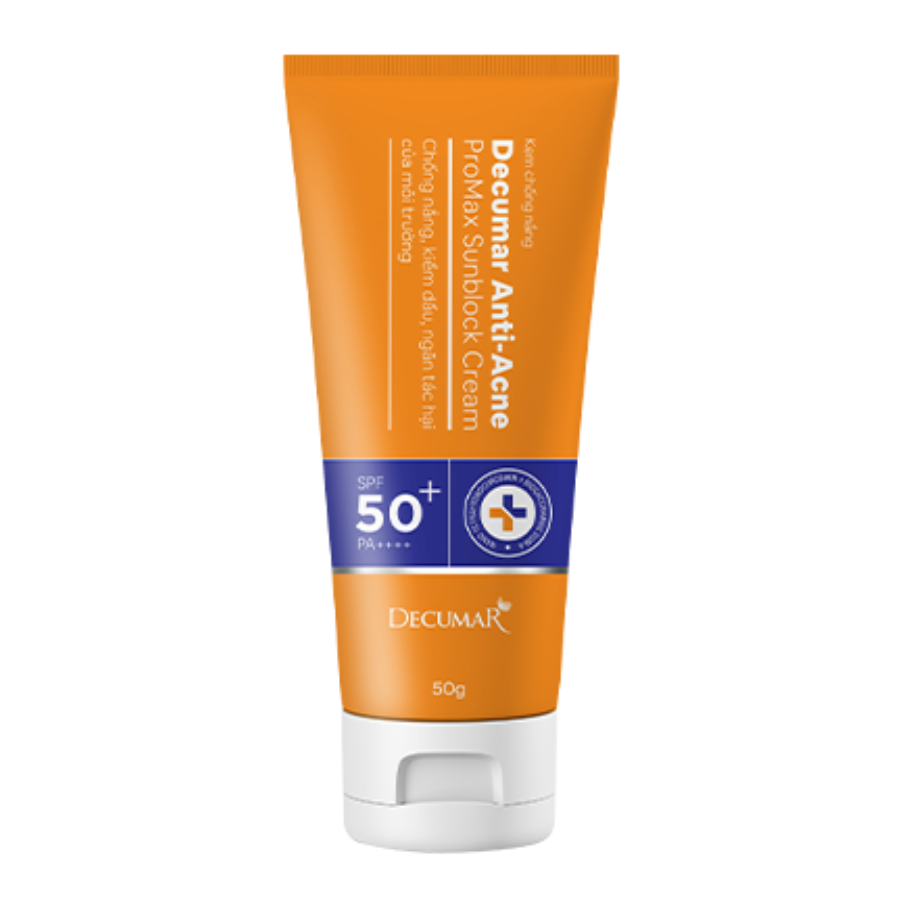 Kem chống nắng ngừa mụn, mờ thâm, ngừa sẹo, tái tạo da Decumar Anti-Acne Promax Sunblock SPF Cream SPF50+ 50g