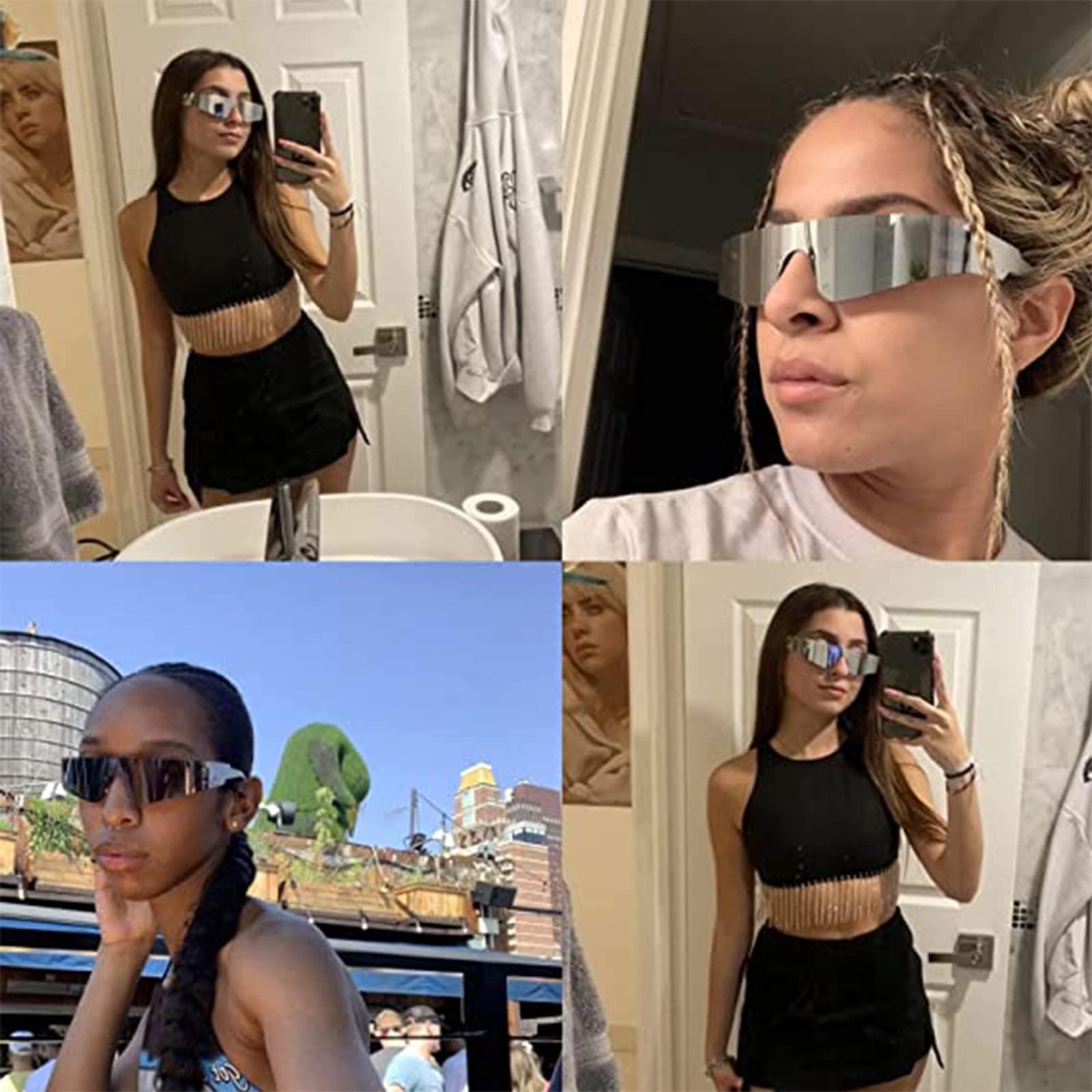 Kính râm tương lai, Kính tương lai 1 mảnh bằng bạc Kính râm Cyclops xấu xí, Kính không gian Bộ kính người ngoài hành tinh, Kính vui nhộn Nhập vai Kính Halloween.