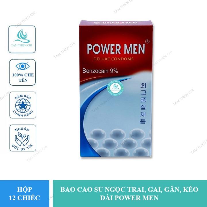 Bao cao su Powermen ngọc trai chống xuất tinh sớm hộp 12 chiếc