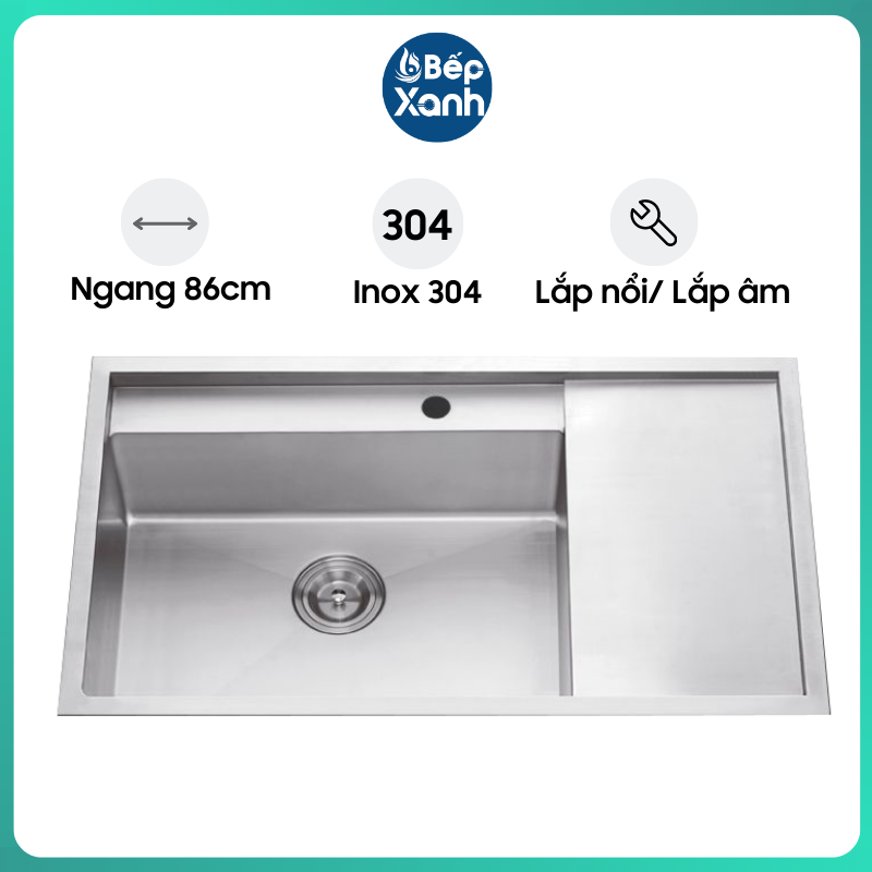 Chậu Rửa Chén Ecalite ESD-8650HS - Lắp Nổi/Lắp Âm - Chất Liệu Inox 304 Siêu Bền - Hàng Chính Hãng