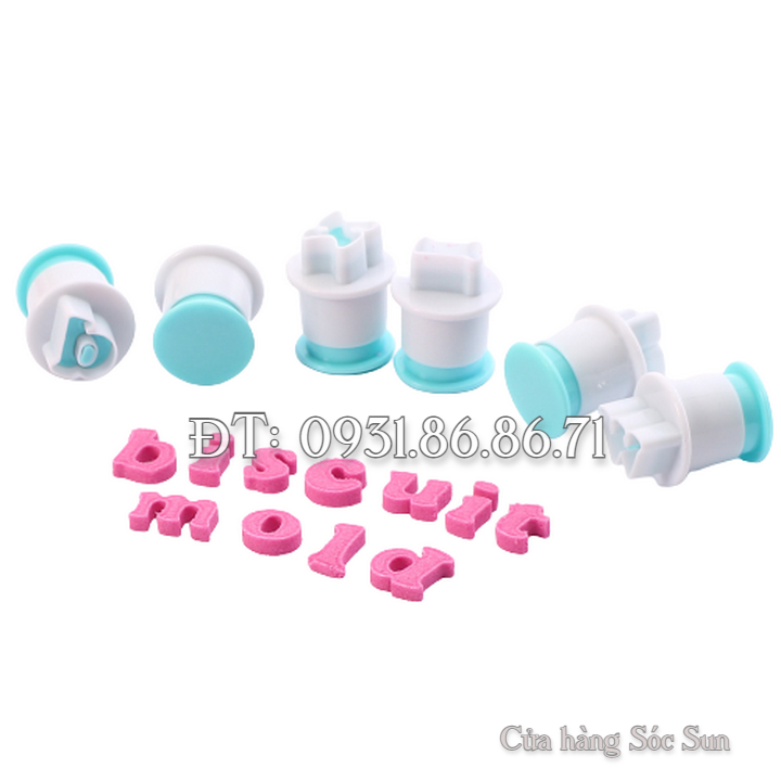 Khuôn Cookie, cutter, fondant, khuôn lò xo 26 chữ cái in hoa, chữ thường, 10 số – Mã số 1909