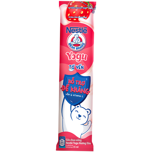 Thùng 28 gói Sữa chua Tổ Yến Nestlé Yogu Gấu Hương Dâu 28x75ml