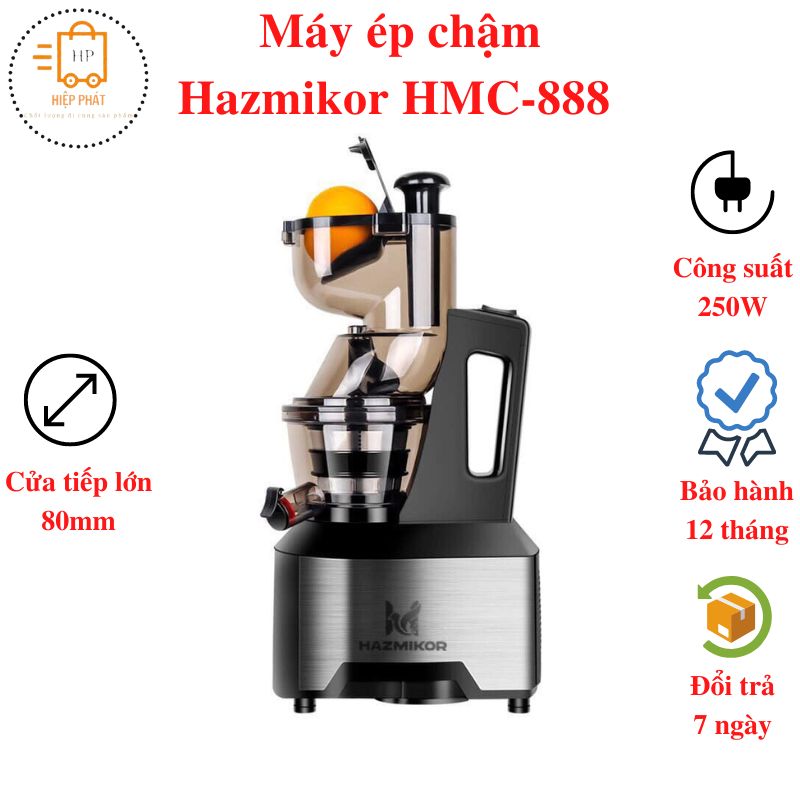 Máy Ép Chậm Trái Cây Hoa Quả Hazmikor HMC-888, Công Suất Lớn, Miệng Tiếp Lớn Ép Nguyên Trái, Ép Kiệt Bã 98% _ Hàng chính hãng