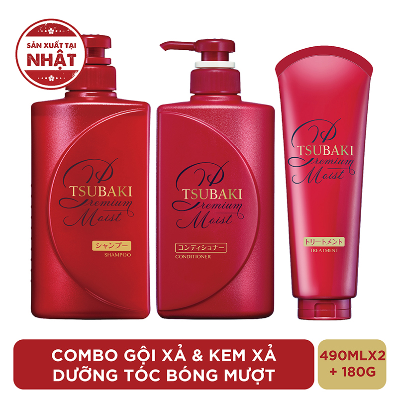 Bộ Ba Chăm Sóc Tóc Dưỡng Tóc Bóng Mượt TSUBAKI Gội Xả  + Kem Xả 180g