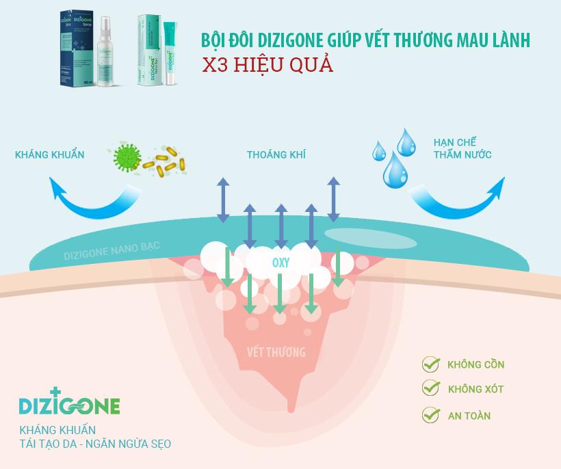 Kem DIZIGONE Nano Bạc - Kháng khuẩn, lành thương, tái tạo da, ngăn ngừa sẹo 25g