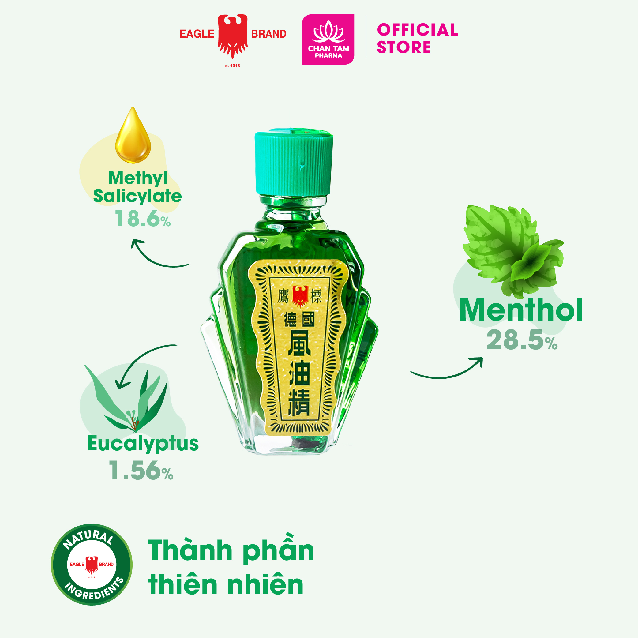 COMBO 3 LỌ 3ML - Dầu Gió Xanh Con Ó Eagle Brand