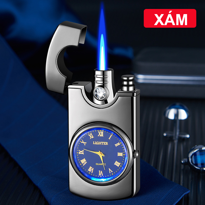 Bật Lửa Khè Kiêm Đồng Hồ Có Đèn 2in1 – Xài Gas