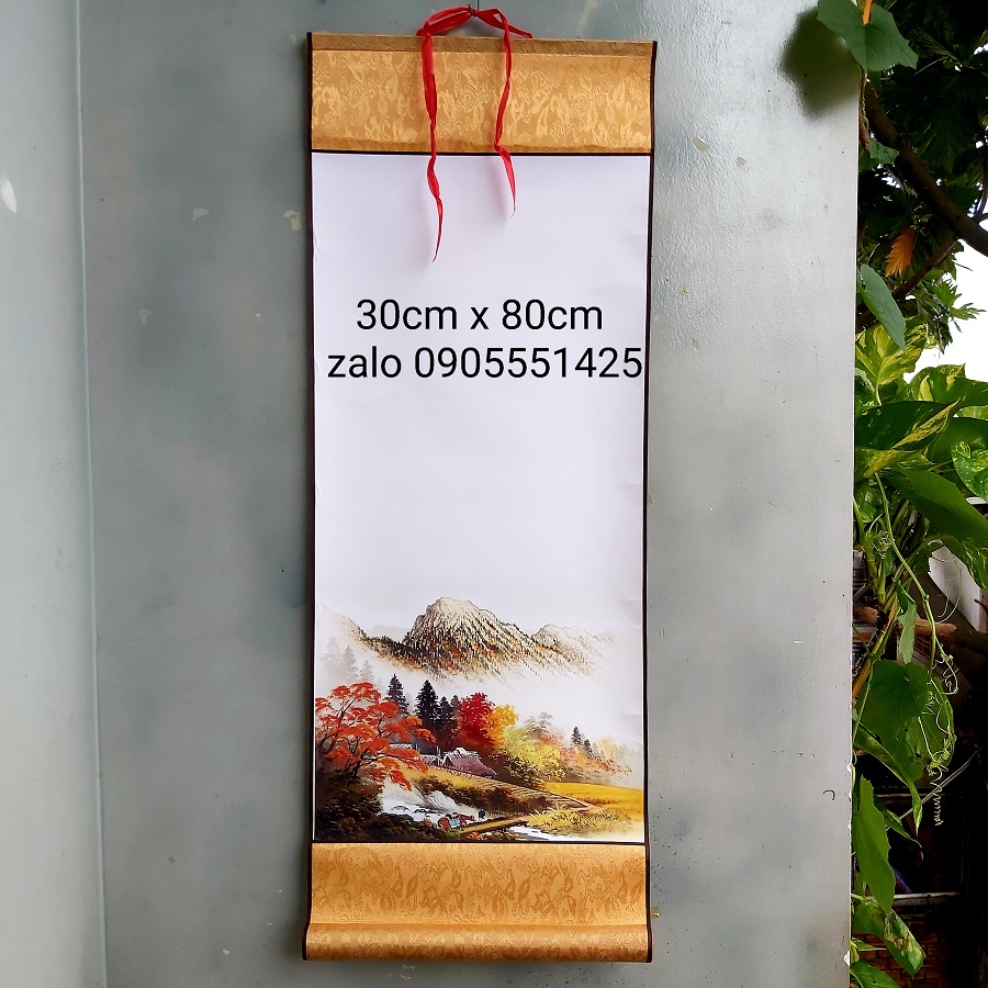 Bộ 4 biểu lụa viết thư pháp in tranh 4 mẫu kích thước 30cm x 80cm