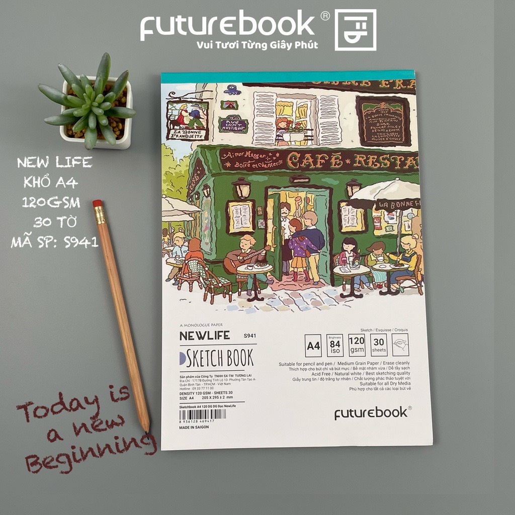 Tập Vẽ Ký Hoạ (SketchBook) New Life- A4- 120GSM- 30 Tờ- Dán gáy dọc. MSP: S941. VPP FUTUREBOOK. (Giao Mẫu Ngẫu Nhiên)