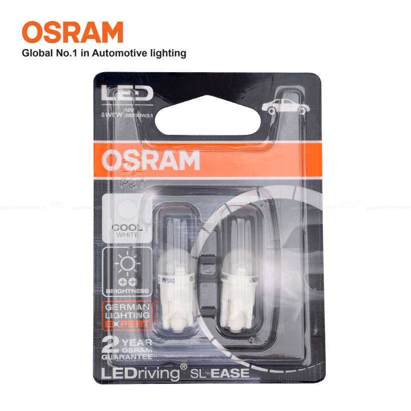 Combo 2 Bóng Đèn Led Chân Ghim Nhỏ OSRAM Standard W5W 2825DW 12V Màu Trắng Cool