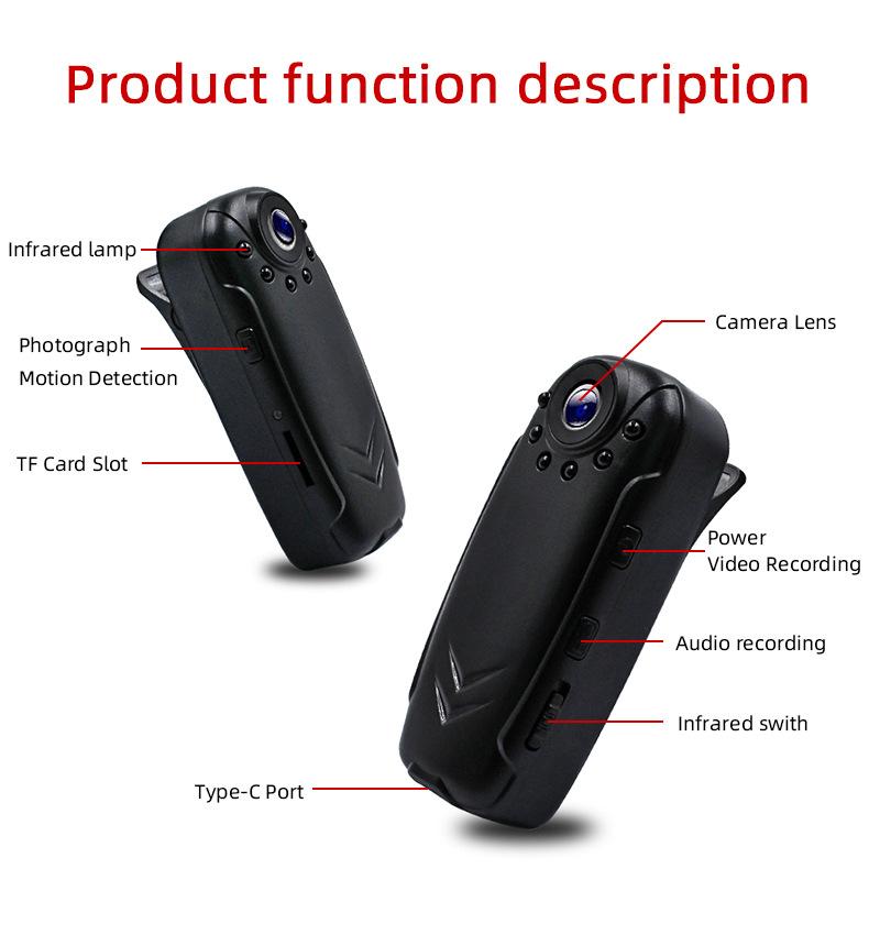 Máy ảnh hành động Mini HD COMBABLE COMBEBABLE CAM 1080P Tầm nhìn ban đêm Video Video Ghi lại Sport DV clip cảnh sát máy quay nhỏ