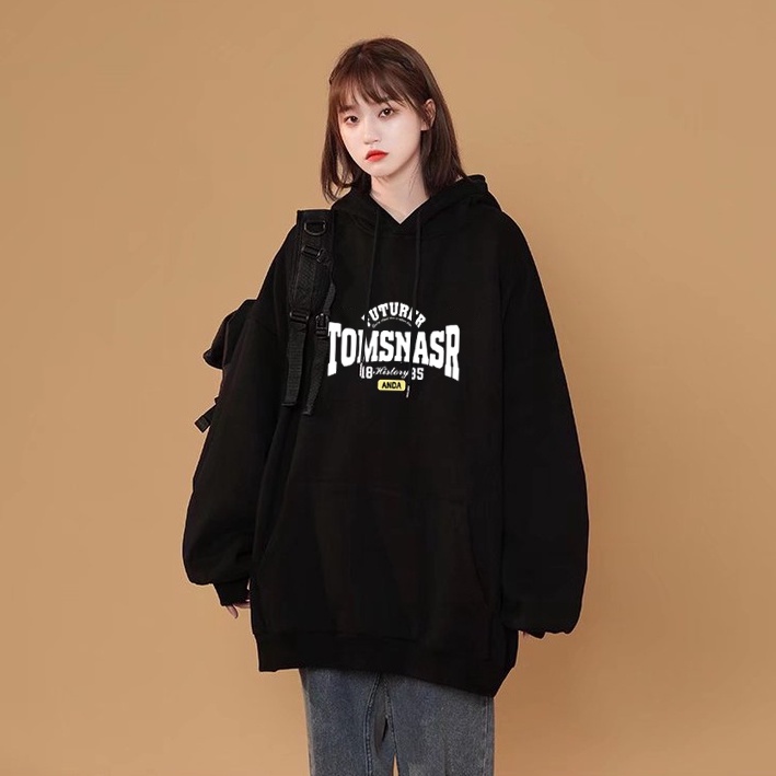 Áo khoác nỉ hoodie SAM CLO nam nữ chui có mũ tay dài thu đông freesize dáng Unisex chữ TOMSNASR