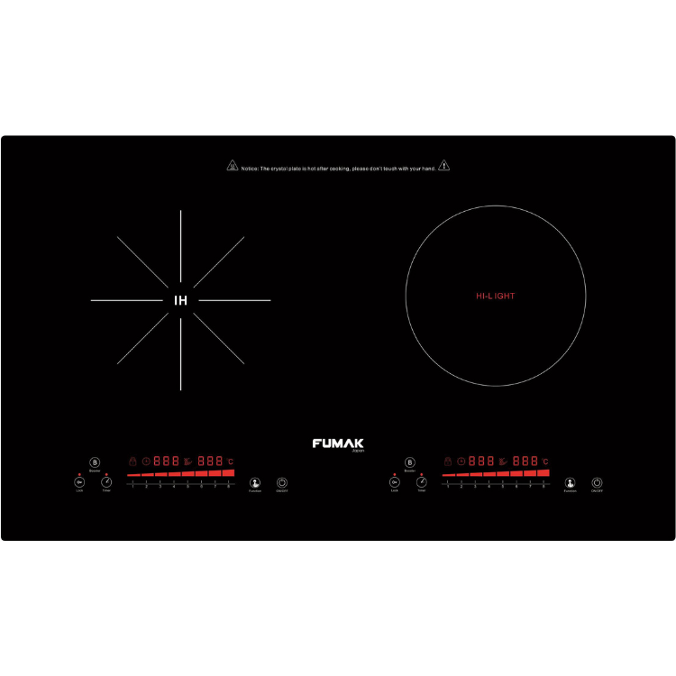 Bếp Đôi Điện Từ Hồng Ngoại Dương Fumak FM-CF2000 Công Suất 2000W Mỗi Bên Mặt Kính Cảm Ứng - Hàng chính hãng Fumak