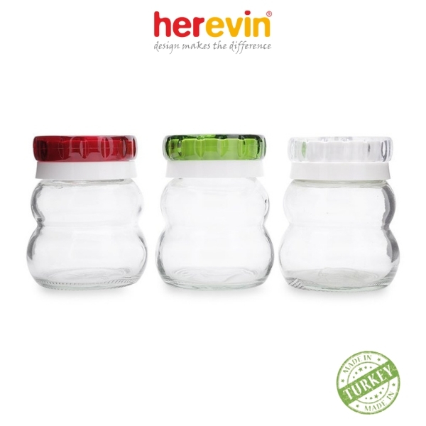 Bộ 3 Hũ Gia Vị Thuỷ Tinh Herevin Tròn 150ml - HUGI131007-000