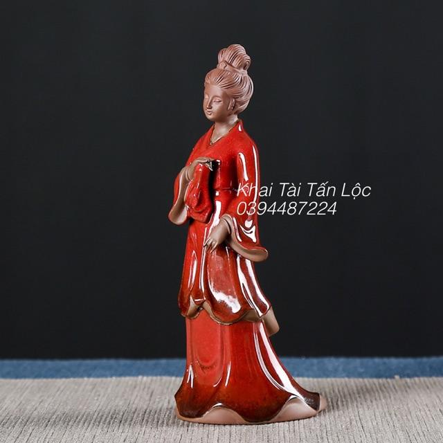 Tượng cô gái , tượng thiếu nữ cổ trang gốm sứ để trang trí