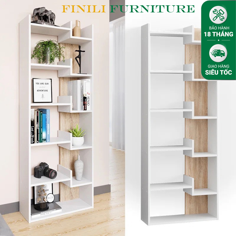 Kệ sách kết hợp kệ trang trí đa tầng mới gỗ MDF 15mm chắc chắn FKT07