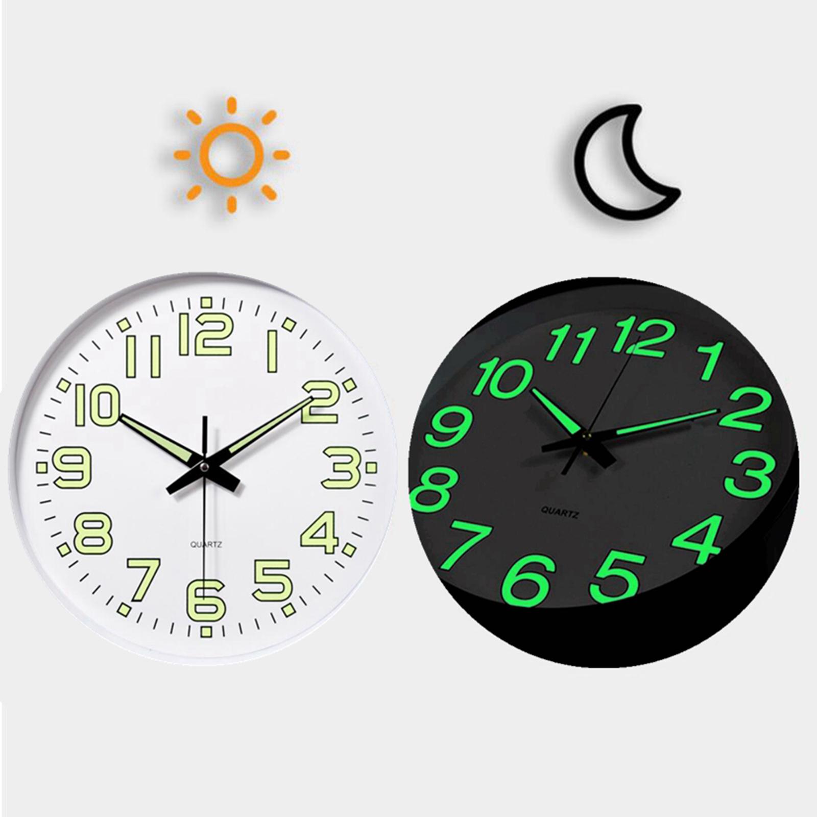 12 Inch Luminous Wall Clock Night Lights Round Wall Clock Easy to Read for Living Room and Bedroom