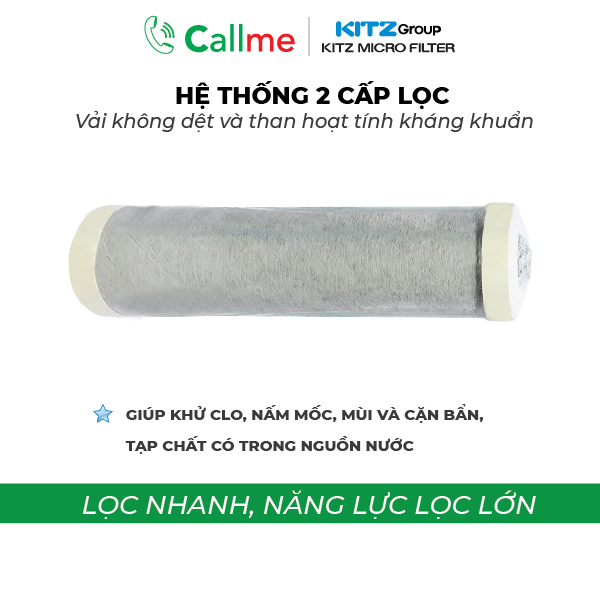 Bộ lõi thay thể cho lọc tổng Kitz MOF508BW 20 inch, 2 cấp lọc, tiền lọc RO, lưu lượng lọc 60 lít trên phút - Hàng nhập khẩu chính hãng