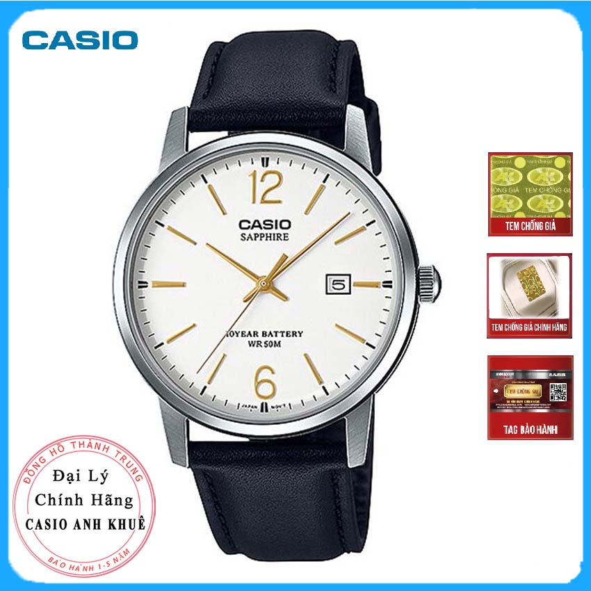 Đồng Hồ Nam Casio MTS-110L-7AVDF Dây Da - Kính Sapphire - Pin 10 Năm
