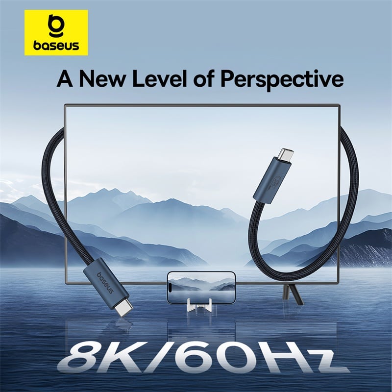 Cáp C to C xuất Video Baseus Flash Series 2 USB4 Full Featured Data Cable 40Gbps 240W 8K/60Hz - Hàng chính hãng