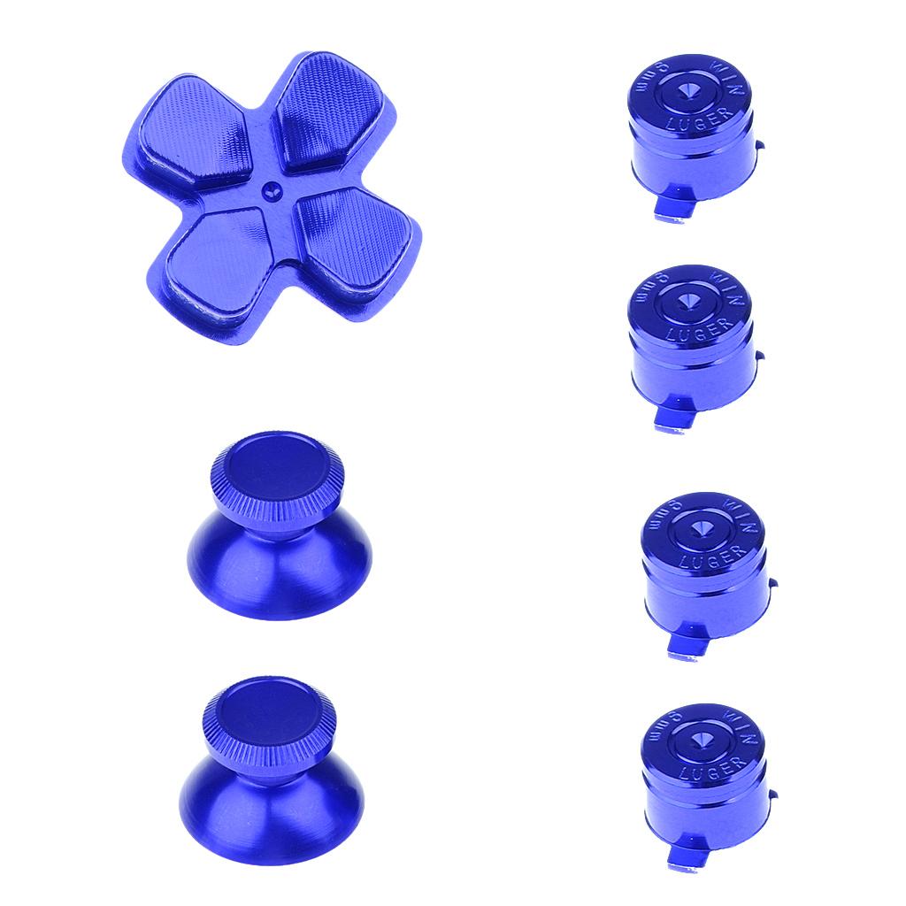 2Pieces Gamepad Metal ABXY Button + Analog Thumbsticks Joystick + Chrome D-pad for Sony PS4 DualShock Game Controller