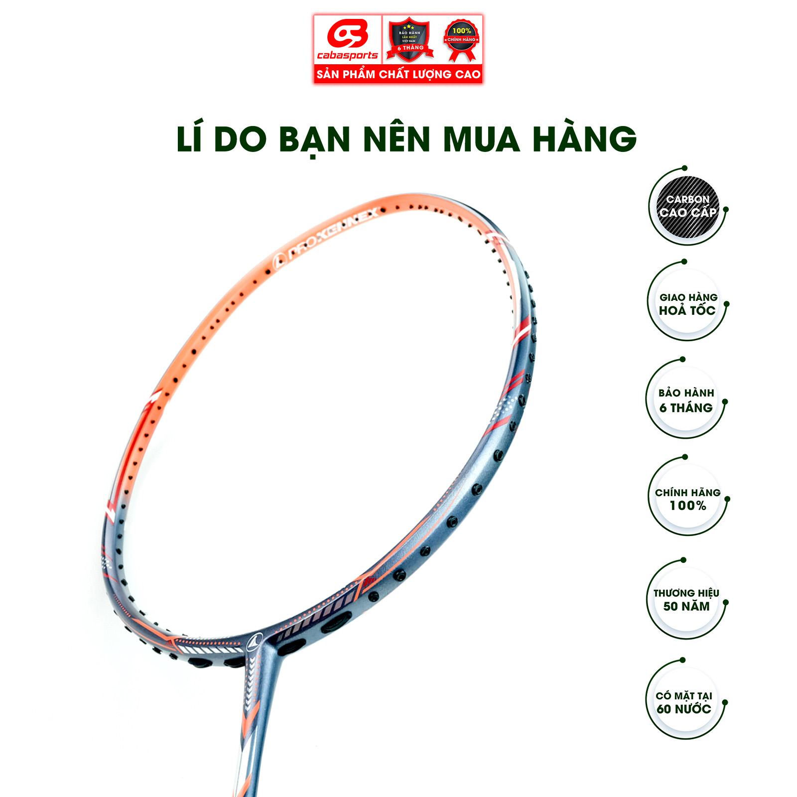 Vợt cầu lông Prokennex KINETIC EXTREME PRO cao cấp chính hãng tấn công mạnh mẽ (1 cây) - Tặng kèm quấn cán