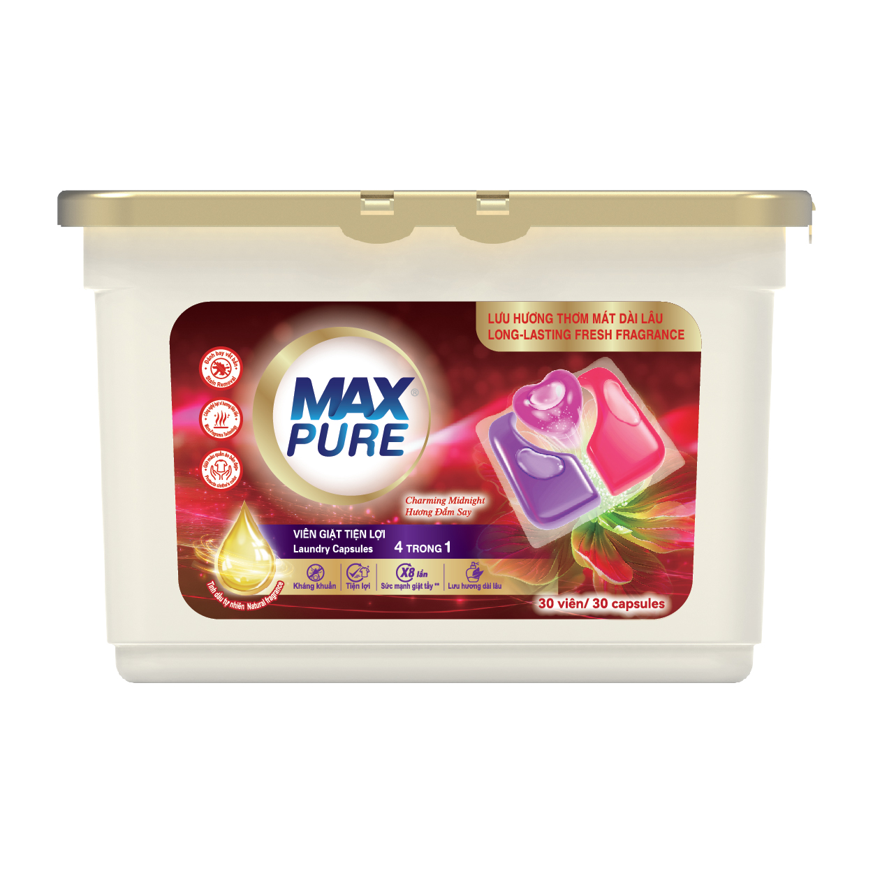Combo 2 Hộp Viên Giặt Maxpure Hương Đắm Say 30v, 315gr