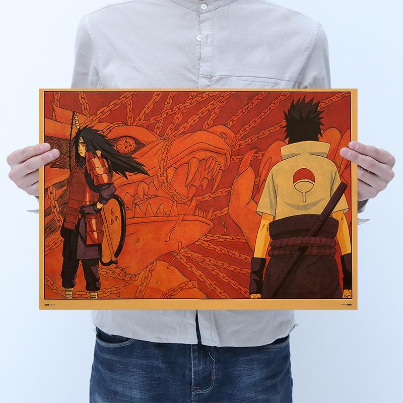 Tranh giấy trang trí decor tấm poster hoạt hình naruto họa tiết sasuke và madara kích thước 50.5x35cm KONOHA