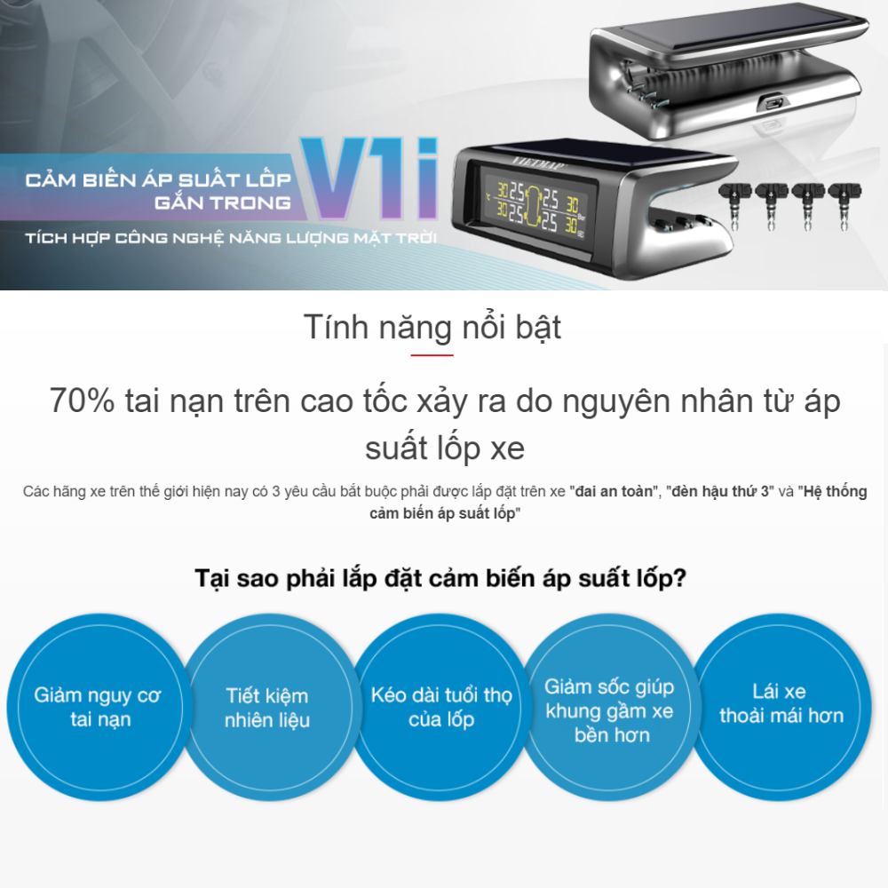 Cảm Biến Áp Suất Lốp Gắn Trong Vietmap V1i - Hàng Chính Hãng