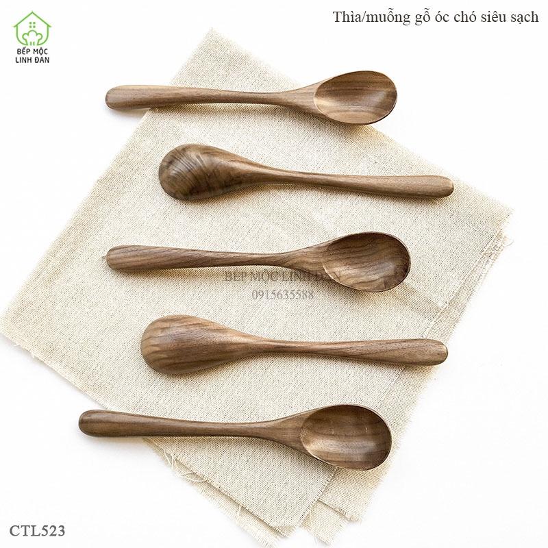 Thìa/muỗng gỗ óc chó siêu nhẹ, không nhuộm tẩy độc hại (CTL523) Size 15cm