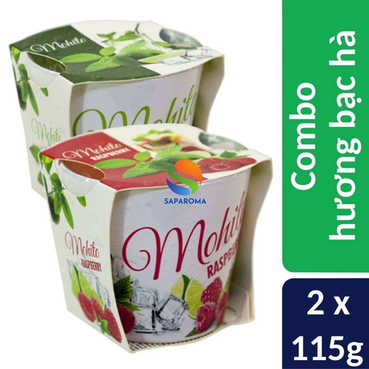 Combo 2 ly nến thơm tinh dầu Bartek Mohito 115g - hương bạc hà, nến trang trí, thơm phòng, thư giãn, khử mùi